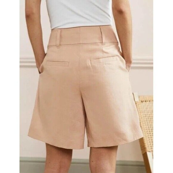 Boden 100% Linen Pleat Shorts 6” Inseam High Waisted - Picture 3 of 16
